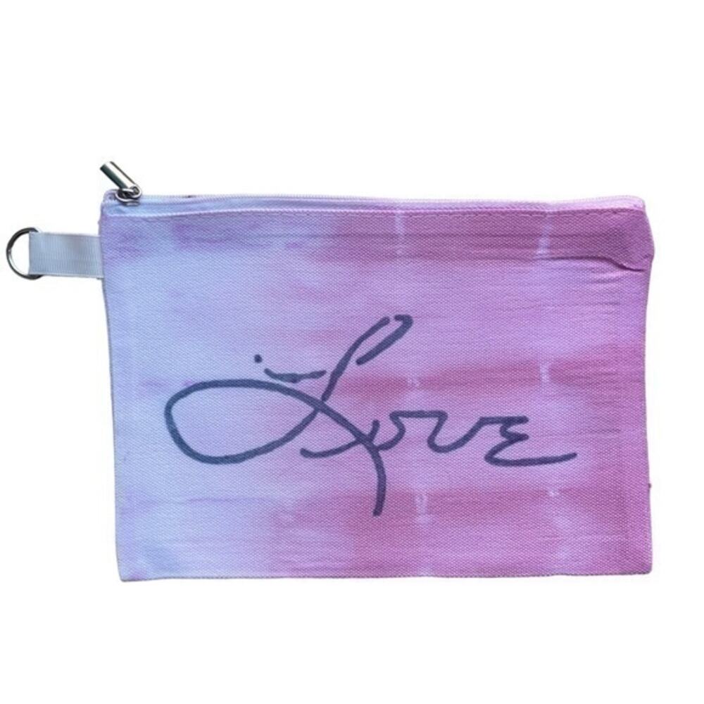 Tie Dye Makeup Bag Cosmetic Pouch Pink Purple Love Zipper Small Toiletry Bag